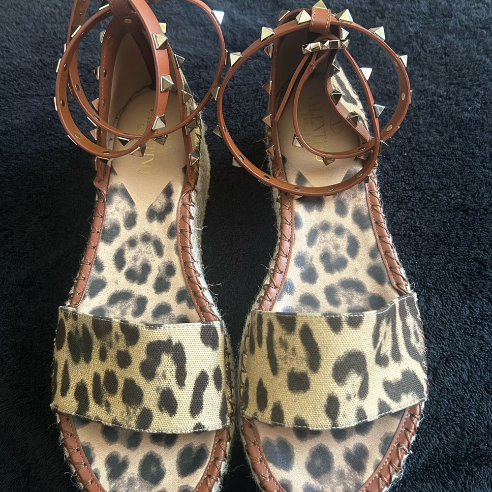 Valentino Rockstud Accents Canvas Espadrilles